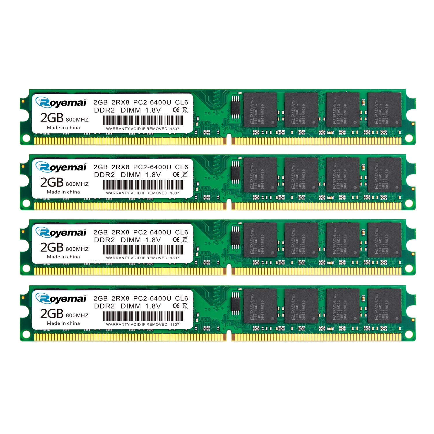 Amazon.co.jp: 8GBキット (4x2GB) DDR2 800Mhz Udimm RAM、Royemai