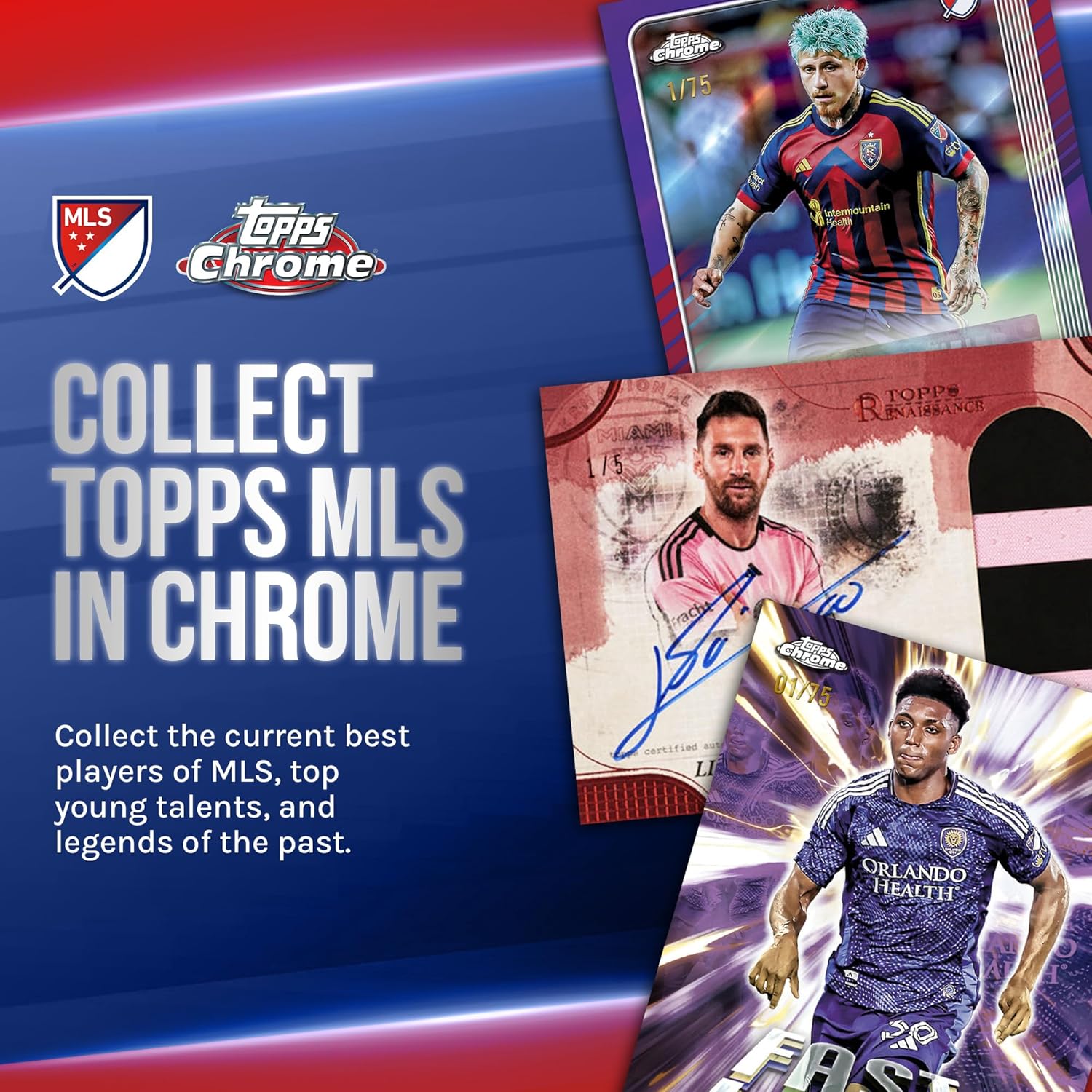Topps Chrome MLS 2025 - Factory Sealed - Value Box and 35pt 3x4 Top Loaders, 100 Count - Standard Size Clear Rigid Card Holders for Trading Card Protection