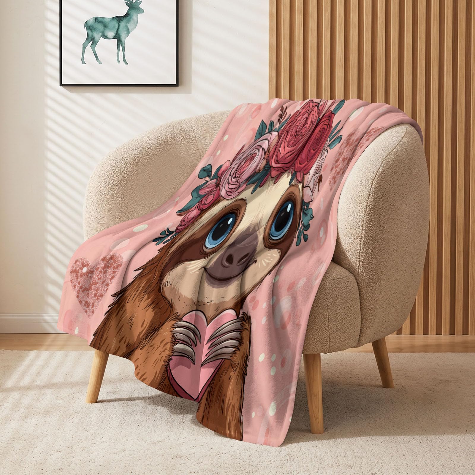 Flanelowy koc z kwiatowym różowym sercem miękka skóra 180x200 cm