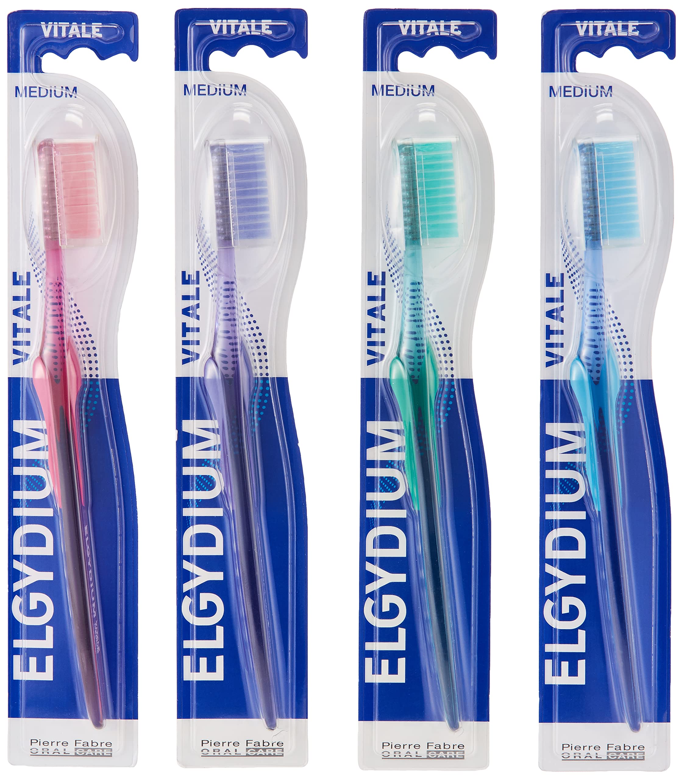 Pierre Fabre Elgydium Vital Toothbrush, Medium, Assorted Colours (Pack of 4)