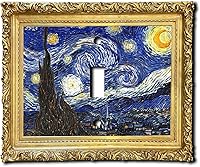 Vista 5 de Cubierta eléctrica acrílica decorativa de pintura de noche estrellada - Interruptor de luz triple