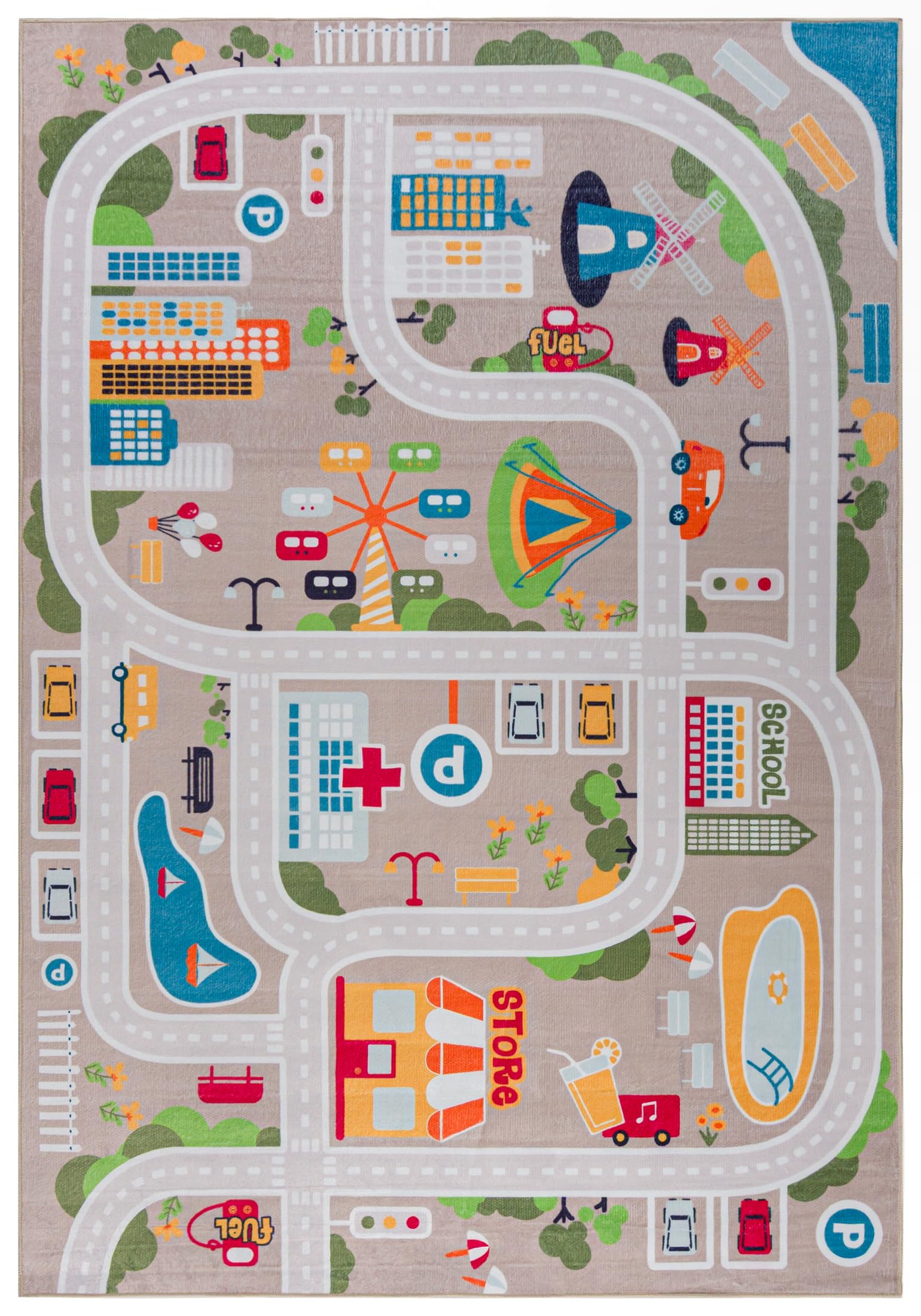 Mazovia Spielteppich Kinderzimmer 140x200cm Straßen Pflegeleicht rutschfest
