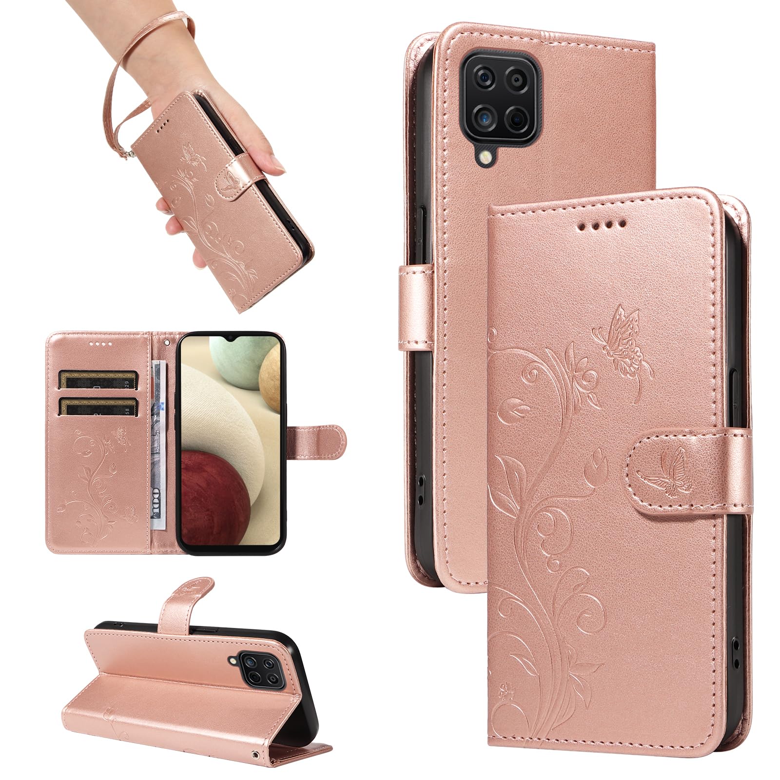 Funda Samsung Galaxy A12 Efecto Espejo Translúcida F.soporte - Oro con