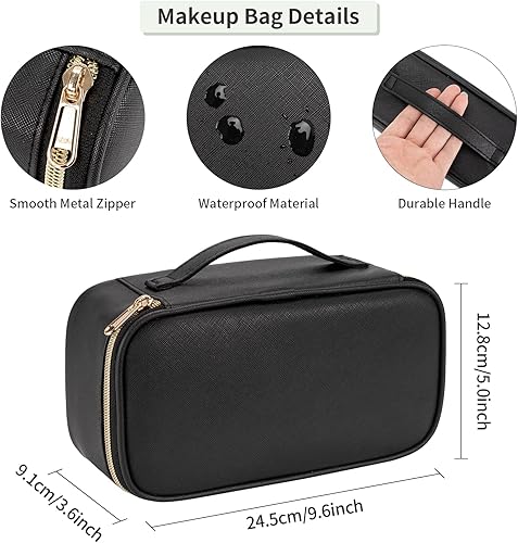 Miniatura 3 de OCHEAL Pequeña bolsa de cosméticos, portátil, bonita bolsa de maquillaje de viaje para mujeres y niñas, organizador de brochas de maquillaje, bolsa