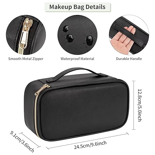 Miniatura 3 de OCHEAL Pequeña bolsa de maquillaje, bolsa portátil de maquillaje de viaje para mujeres y niñas, organizador de brochas de maquillaje, bolsas de
