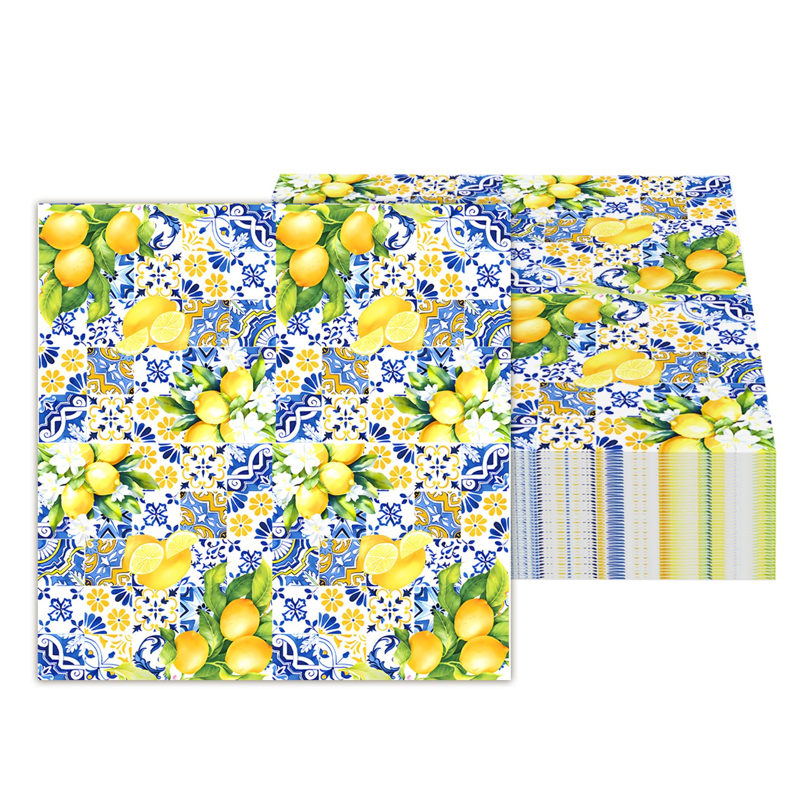 IGXX 40 Pack Lemon Paper Napkins - Disposable Summer Cocktail Napkins Serviettes for Birthday Wedding Pool Party Table Decorations Blue and Yellow