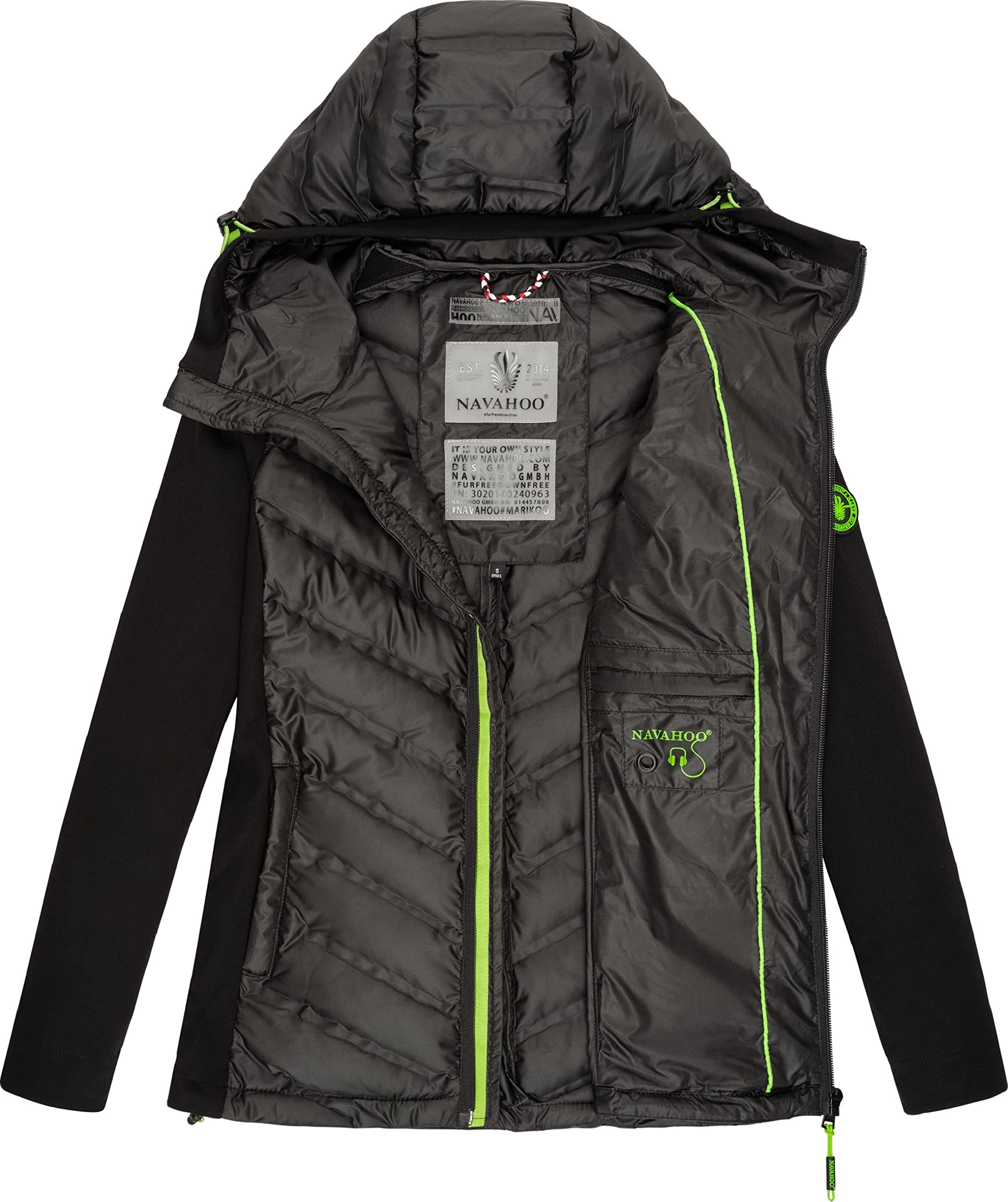 Navahoo Damen leichte Übergangsjacke Steppjacke mit Kapuze Nimm Mich Mit XS-XXL