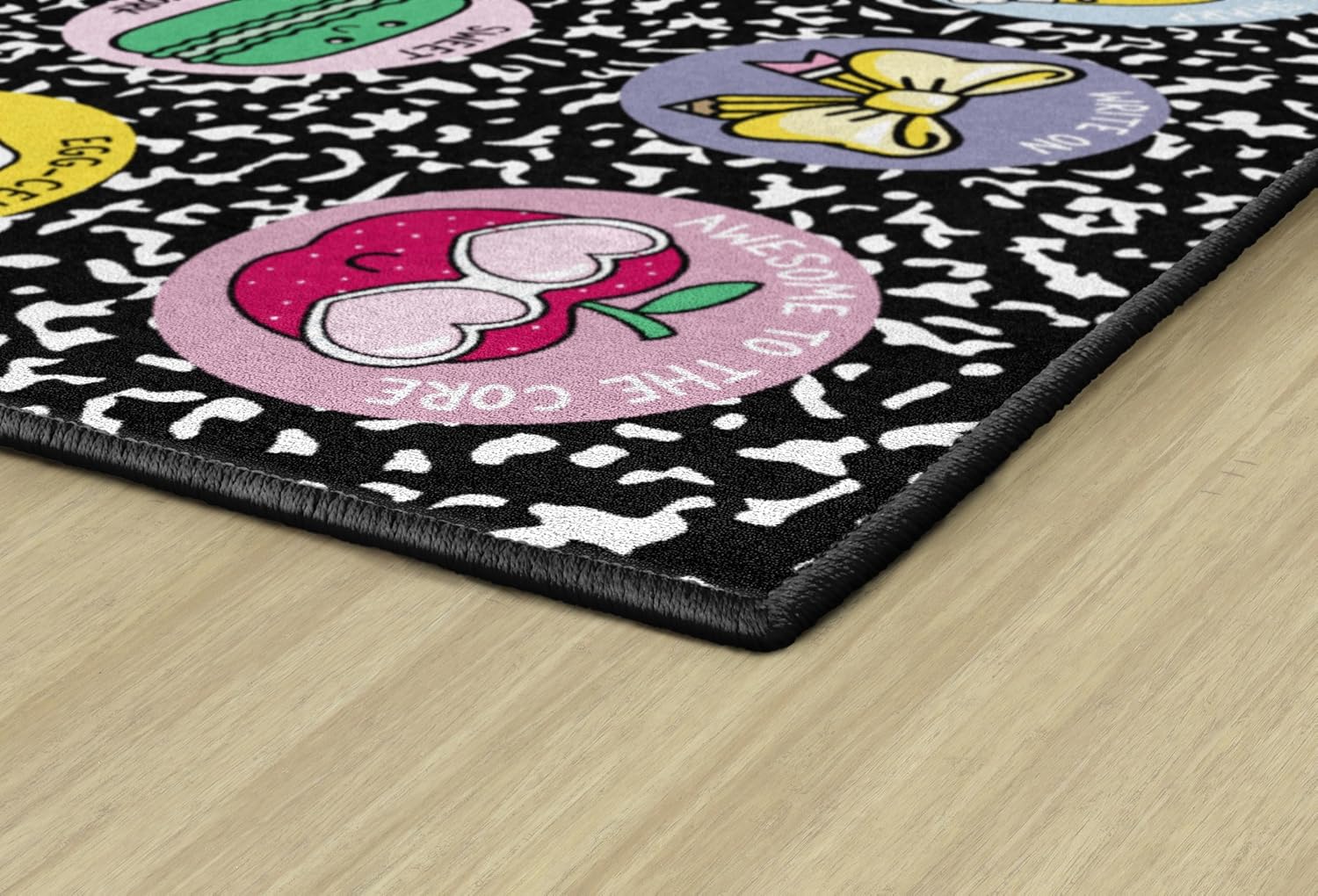 Flagship Carpets School Days Sticker Sit Spots Educational Area Rug for Kids Room, Children's Classroom Rug for Teaching and Playroom, 7'6" X 12'
