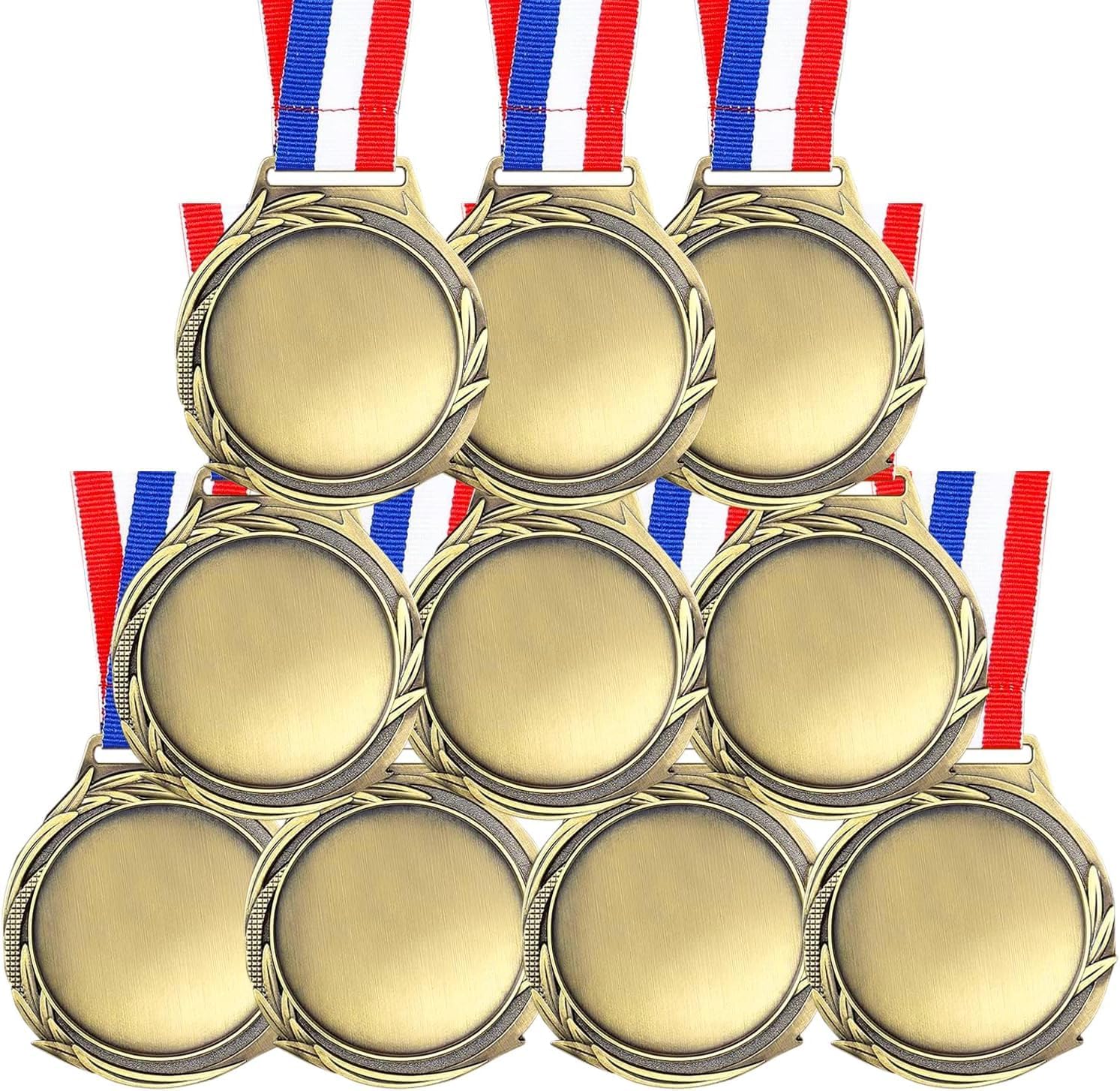 Blank Award Medals with Neck Ribbons, Create Your Own Medals Kit, Cheer Winner Participation Trophies, Metal Trophy Award Prize Gift for Adults