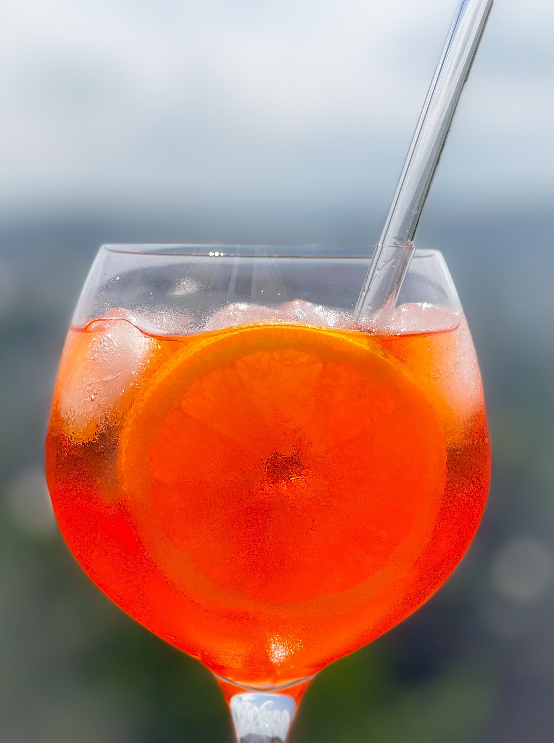 Topkapi Verre Aperol Spritz XL - Lot de 6 verres cristal sans plomb, 700 ml, avec lot de 7 pailles en verre, qualité professionnelle pour bar, salon, terrasse, jardin, restauration et restauration