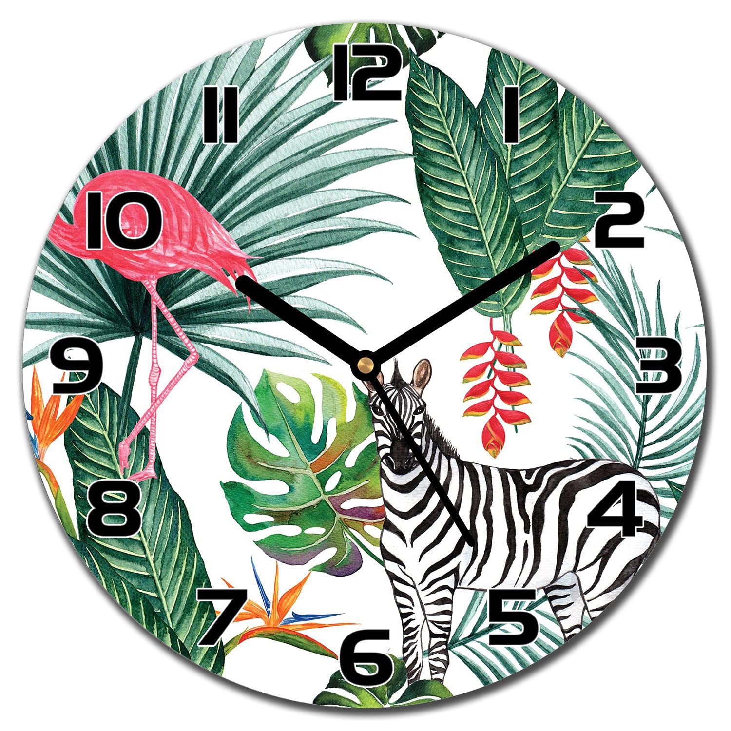 Horloge en verre cuisine et salon avec motif Safarizebra moderne