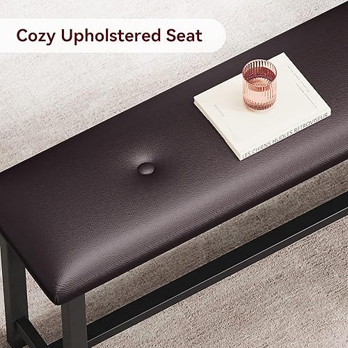 Miniatura 8 de IDEALHOUSE Juego de mesa de comedor para 4, mesa de cocina con bancos, juego de mesa de comedor rectangular con 2 bancos de madera de metal, juego