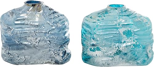 The Novogratz - Jarrón decorativo de vidrio hecho a mano, jarrones de centro de mesa, juego de 2 jarrones para decoración del hogar, 10 pulgadas de