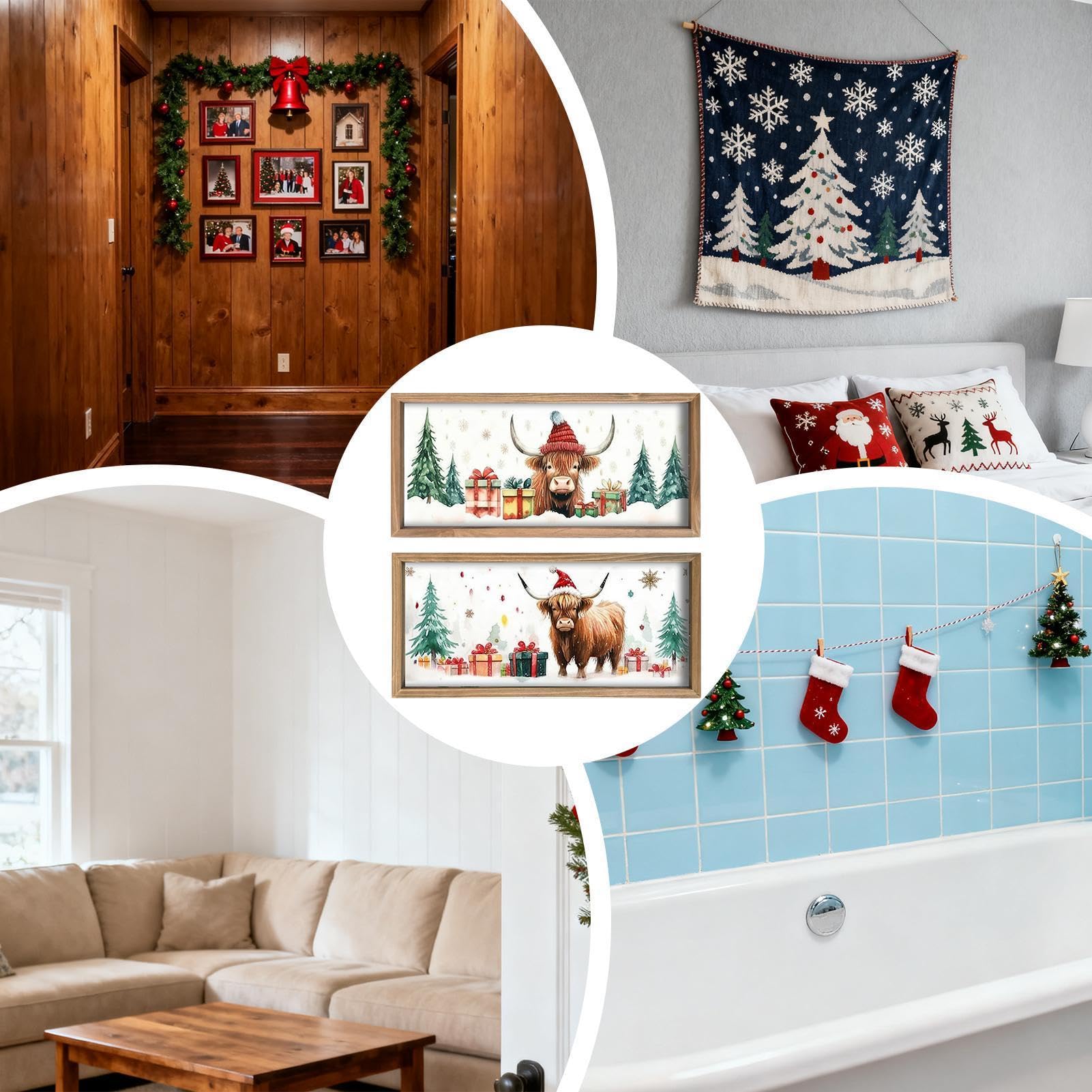 Arte de pared de rústica decorativo de madera con estampado de