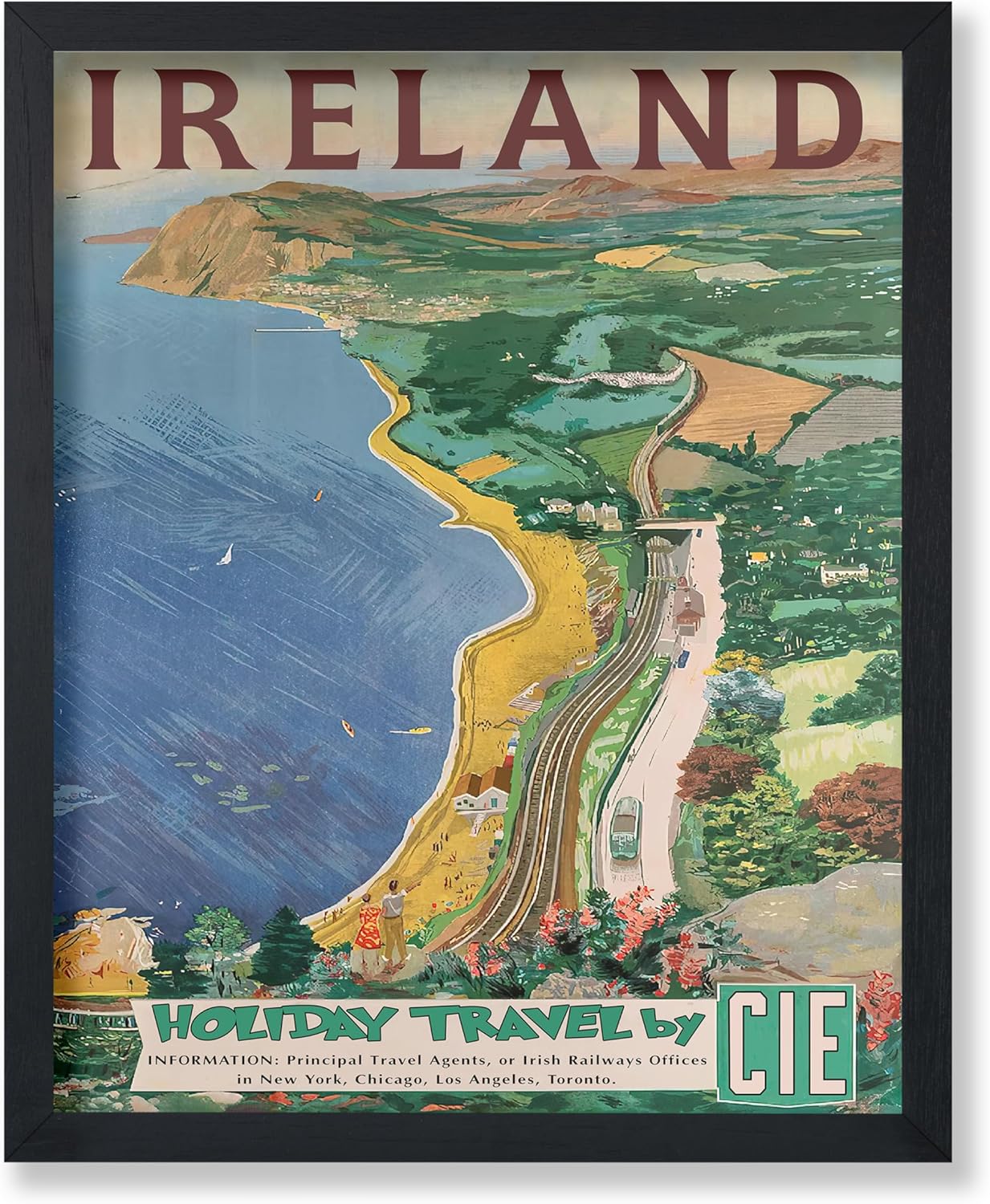 Poster Master Vintage Travel Poster - Retro Tourism Print - Ireland, Holiday, Beach, Nature, Geographical, Colorful - 16x20 UNFRAMED Wall Art - Gift for Artist, Friend - Wall Decor for Home, Office