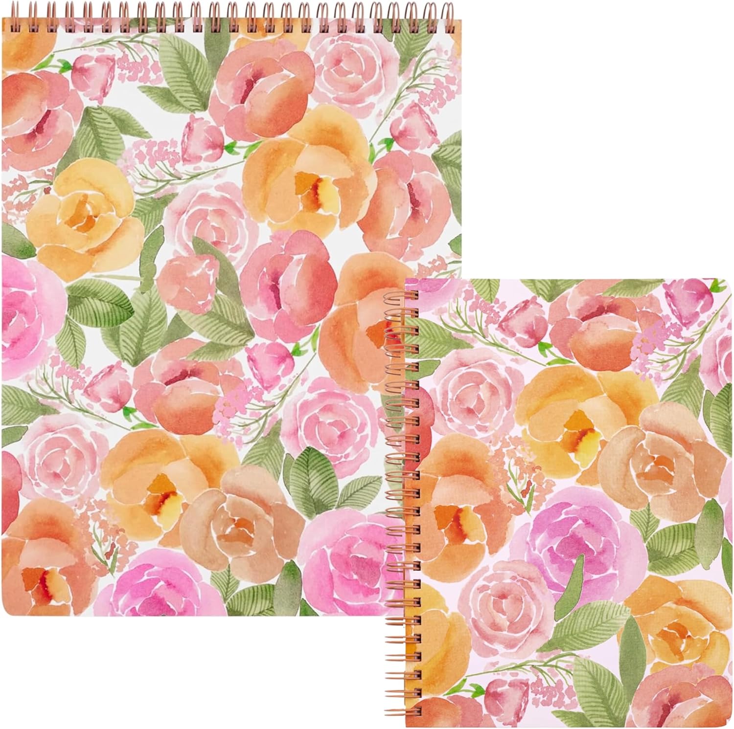 Steel Mill & Co Cute Large 11" x 8.5" Top Spiral Notebook with Durable Hardcover and 160 Lined Pages Bundle with Small 8.25" x 6.25" Spiral Notebook (Full Posey)