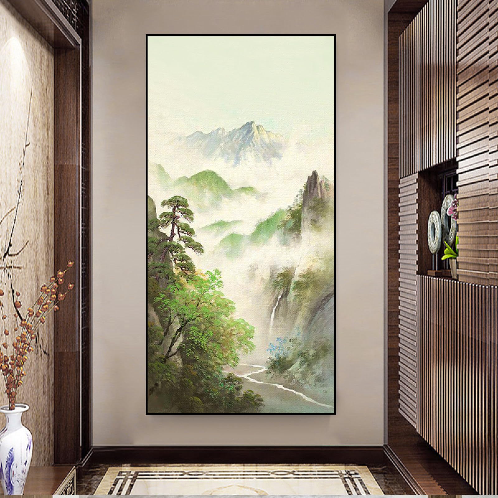 Peinture à l'huile de style chinois abstrait : art mural sur toile et décoration pour salon