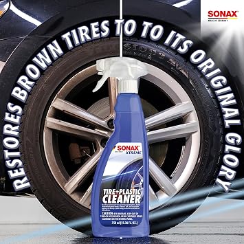 SONAX Tire Cleaner | Powerful Foaming Spray Removes Tire Grime, Brake Dust & Old Dressings | Safe on All Tires & Wheels | Deep Black Finish & Shine Enhancer | Professional Strength | 269400 | 750 ml