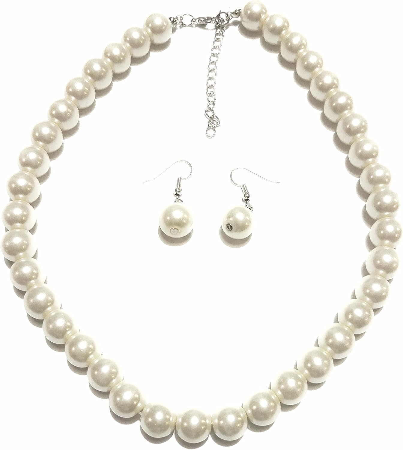 Pearl Large Faux Necklace and Earring 