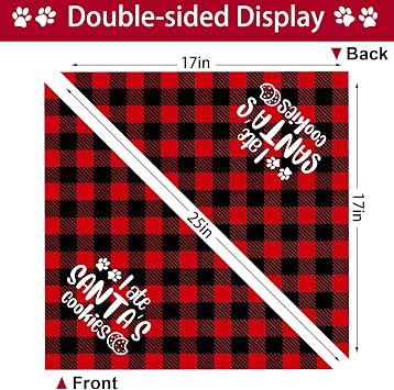 Christmas Dog Bandana, 2 Pack Red Green Plaid Pets Bandana Triangle Bibs Cat Scarf Set L