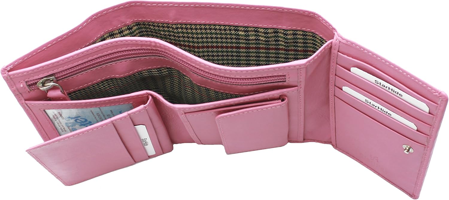 STARHIDE Ladies Womens RFID Blocking Genuine Leather Wallet Purse With Multi Card, ID Window, Zip & Coin Pockets Gift Boxed - 5515
