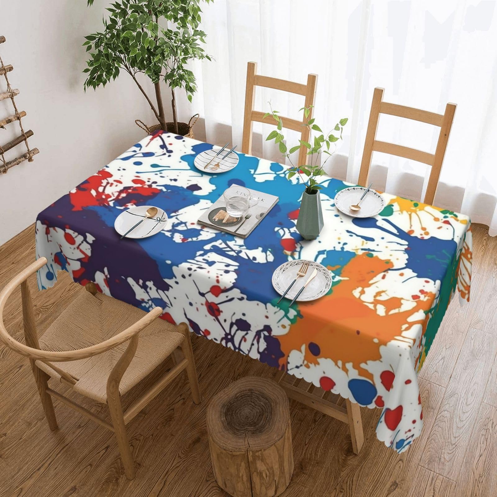 Nappe rectangulaire pour fête en extérieur avec motif d'éclaboussures de peinture