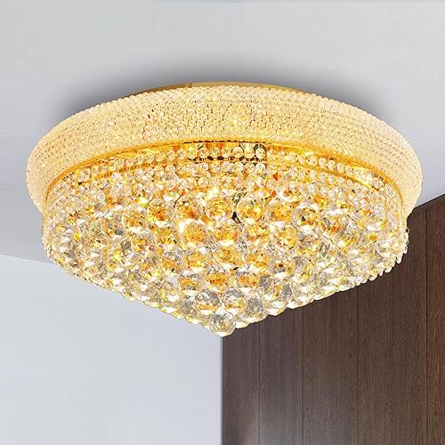 Lámpara de techo con 11 luces con acabado dorado, estilo imperio clásico K9, lámpara de techo para sala de estar, vestíbulo, comedor, pasillo,
