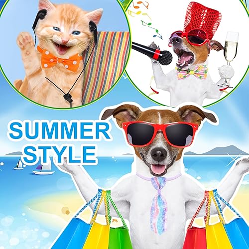 Miniatura 4 de Vabean El juego de 200 corbatas para perro incluye 100 corbatas y 100 pajaritas ajustables para gato, corbatas para el cuello, estilo de verano para