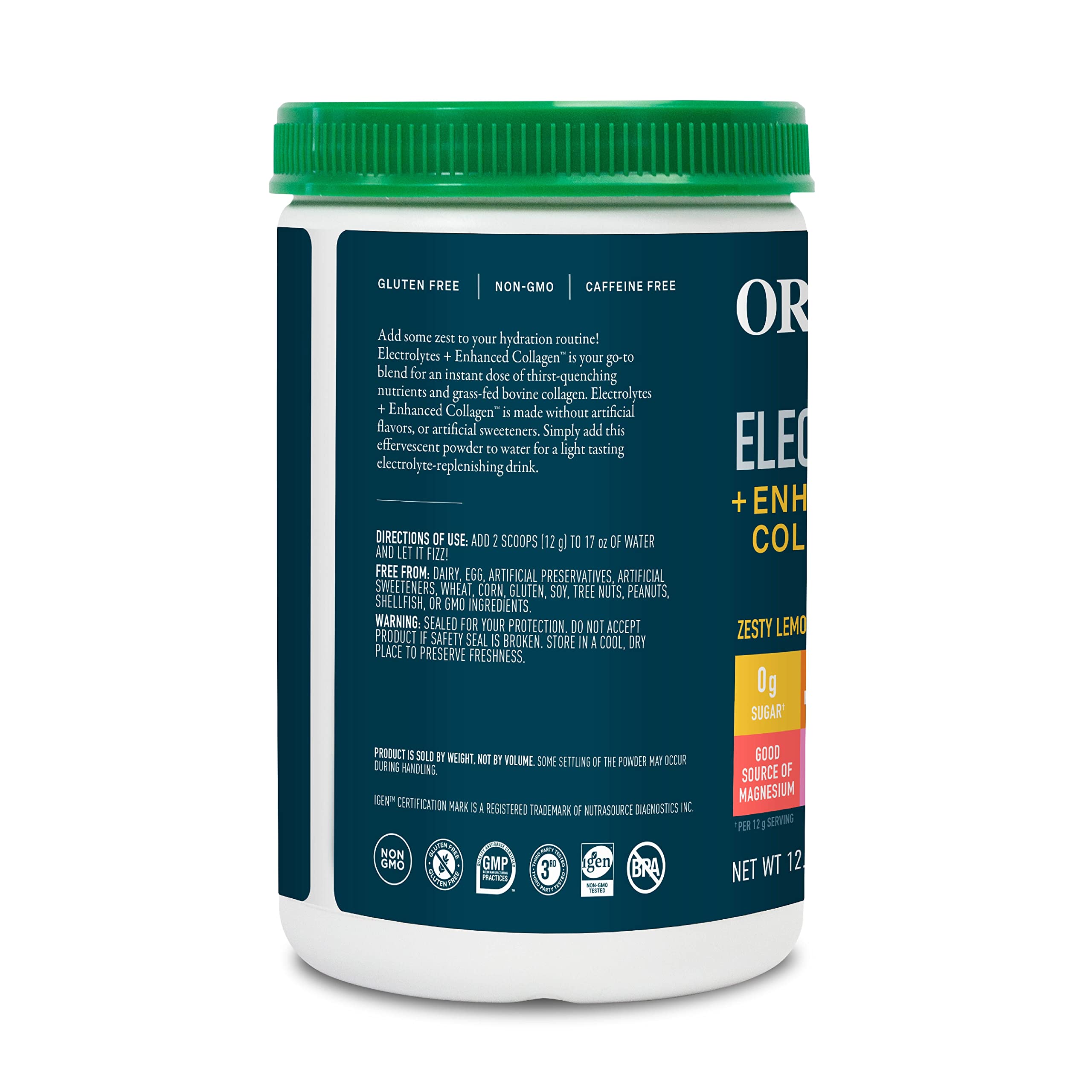 Organika Electrolytes + Enhanced Collagen- Zesty Lemon Berry Flavour- Sugar-Free Hydration + Protein 360 gram - 30 Servings
