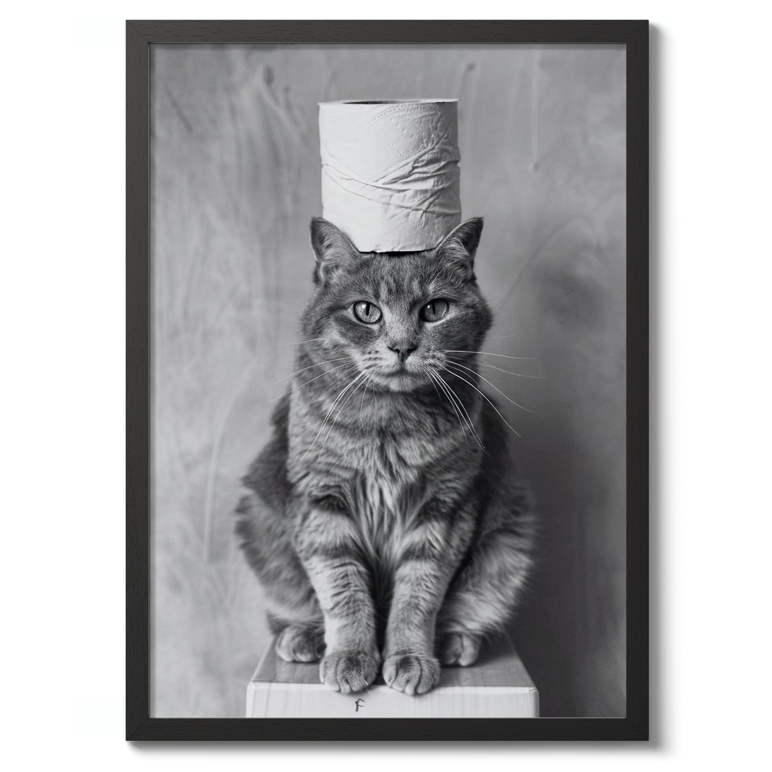 Pawsitive Roll Model Animal Toilet Poster, Funny Bathroom Wall Art Print Animals, Funny Wall Art Decor, A5 (Black Frame) - 24.1x17.9cm — image 1