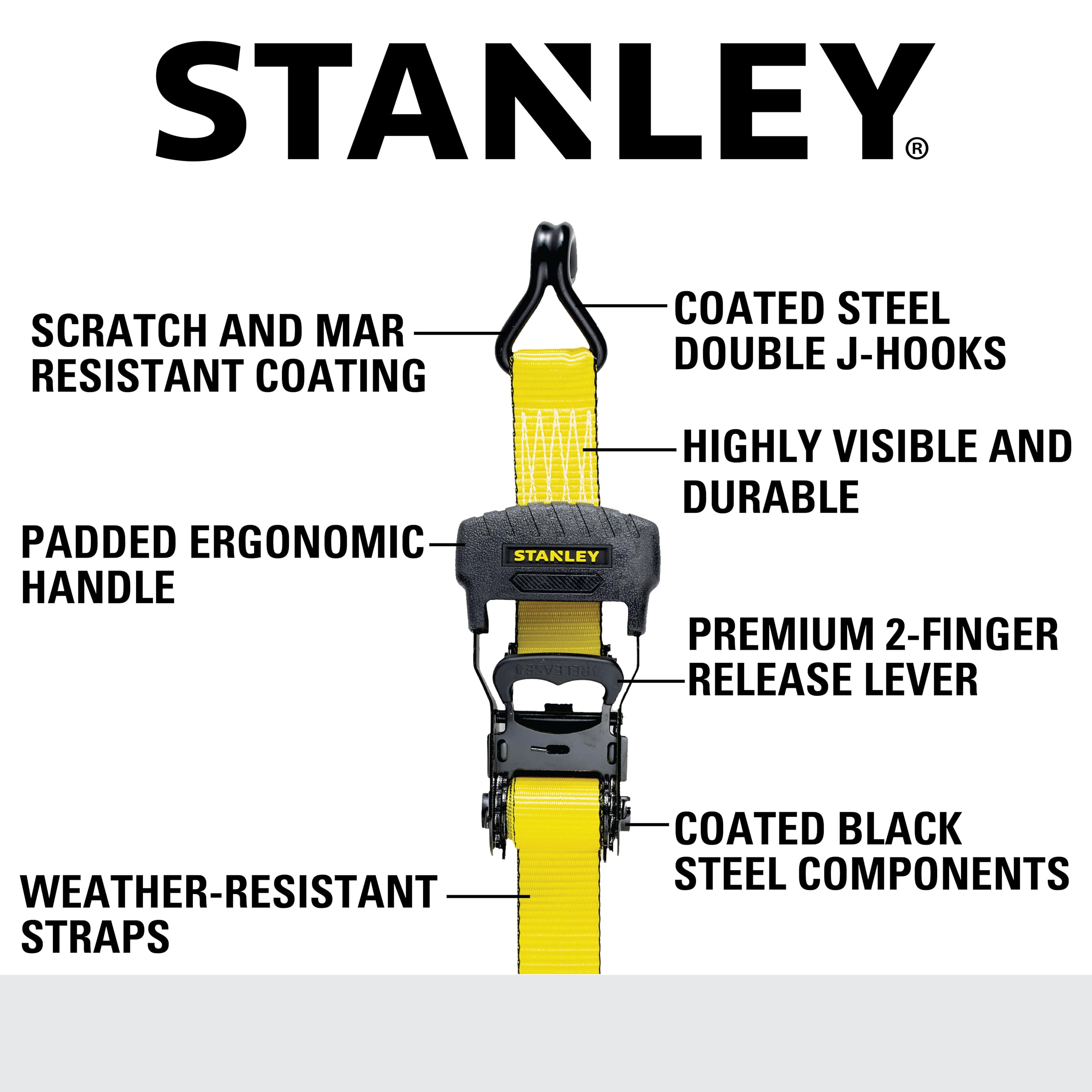 STANLEY S10074 Paski mocujące z grzechotką 3,8 cm x 40,5 cm (wytrzymałość na rozerwanie 1,5 kg) 4 szt