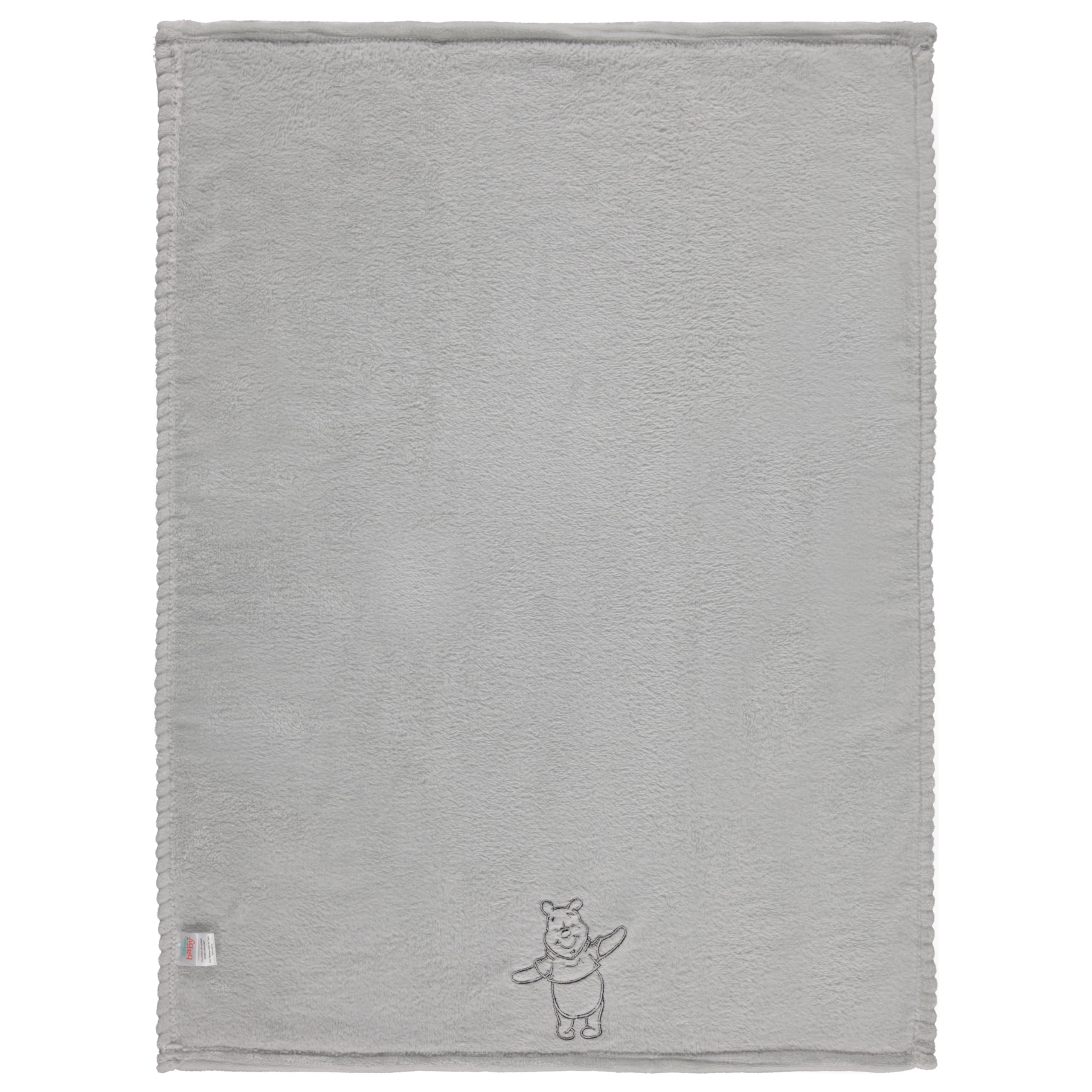 Disney Winnie The Pooh - Morbida coperta in pile di flanella per neonate/ragazzi, in peluche per culla, passeggino, asilo nido e asilo nido Blankey, Big Hug/grigio
