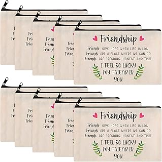 Saintrygo 10 Pieces Friendship Gifts for Women Good Friend Cosmetic Bags Funny Long Distance Friendship Makeup Bags Christmas Gift Travel Toiletry Makeup Zipper Pouch for BFF Soul Sister(Leaf Style)