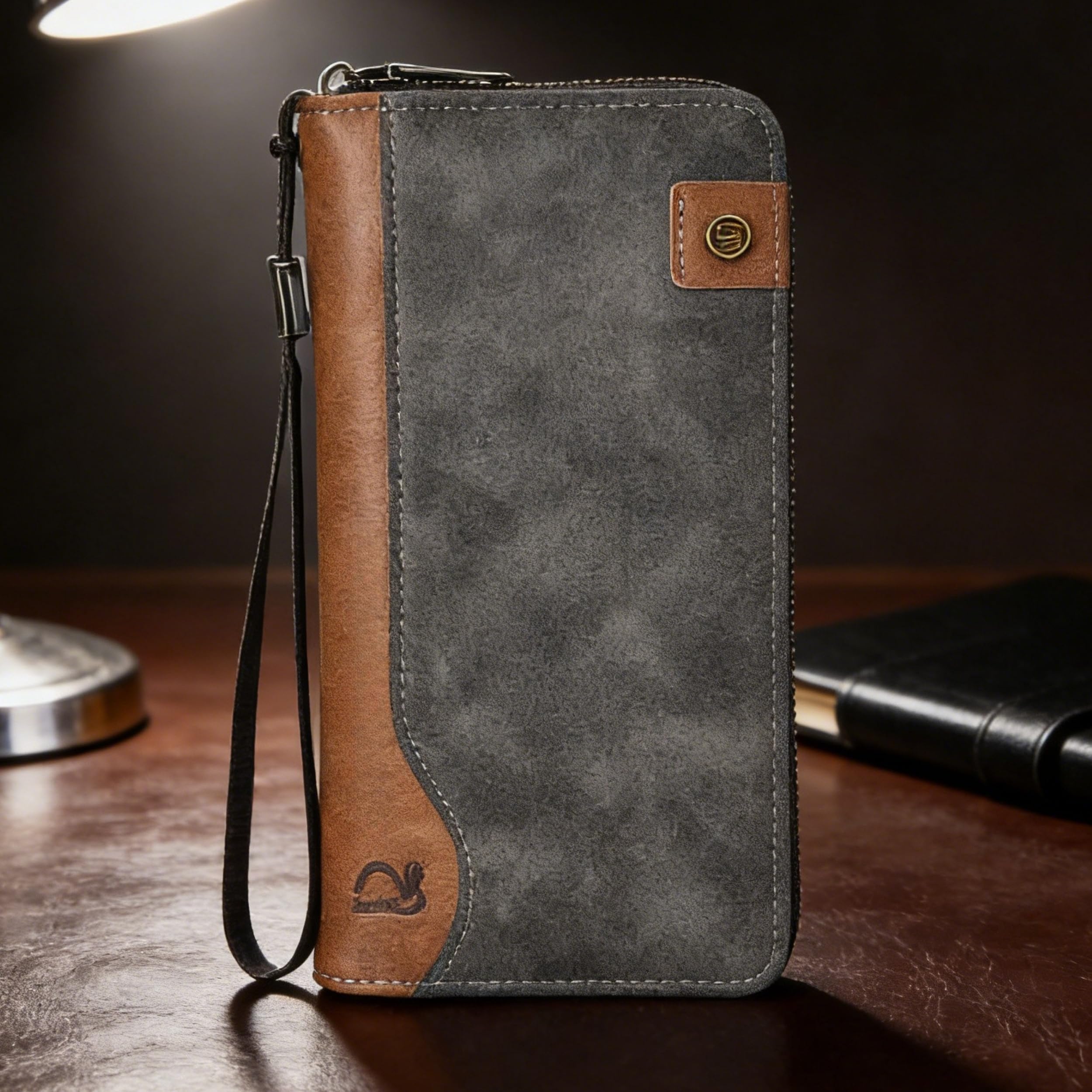Men's Long Wallet, Single Zipper, Buckle Design, Embossed Pattern Faux Leather, Compact Size, Classic Style, Large Capacity, Daily Casual Use, Birthday Gift for Dad Husband, Black