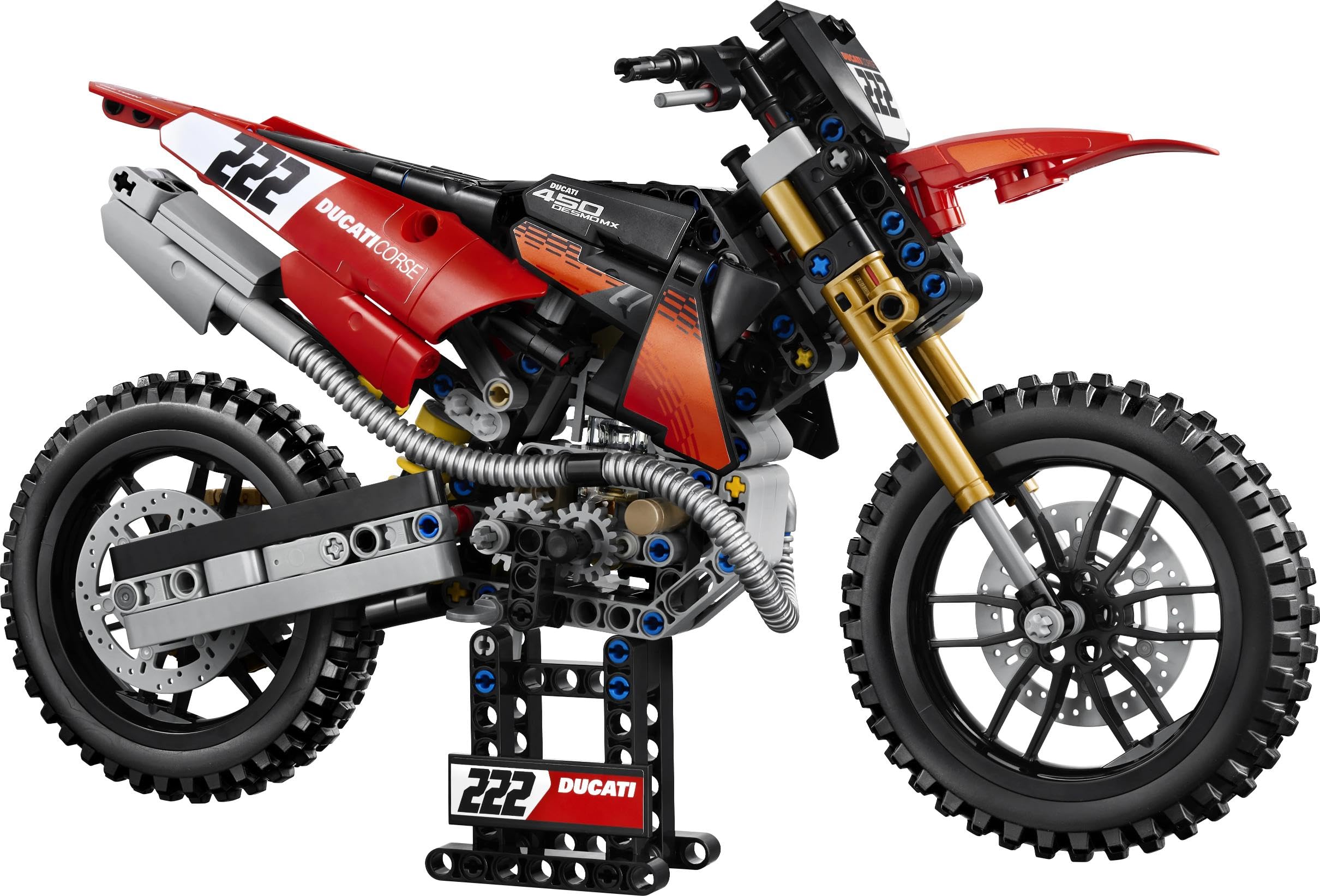 LEGO Technic Moto Ducati Desmo450 MX Factory - Kit di Modellismo - Moto Giocattolo con Motore a Cilindri e Sospensioni - Decorazione Cameretta - Regalo per Bambini da 10 Anni in su da Collezione 42238