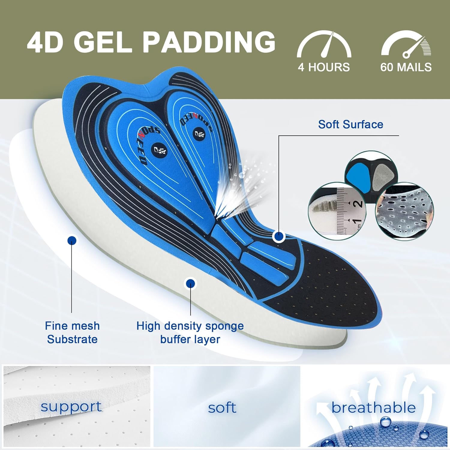 sponeed Men's Cycling Shorts Padded Bicycle Riding Pants Bike Biking Clothes Cycle Wear Tights - Image 5