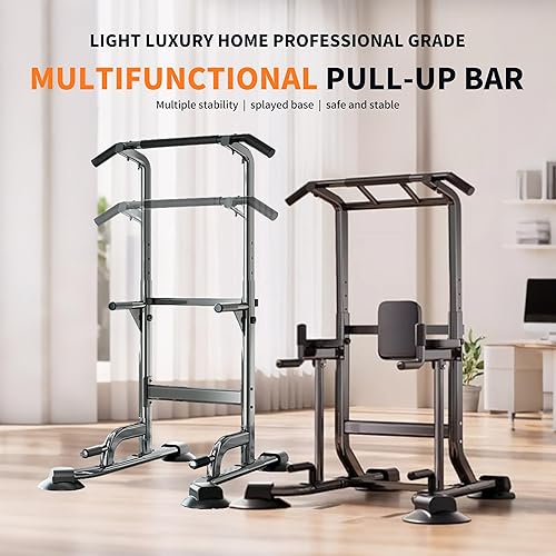 Miniatura 3 de Barra de dominadas ajustable para el hogar con respaldo, ajuste de altura de 6 niveles (69-94.5 pulgadas), marco de acero al carbono de capacidad de