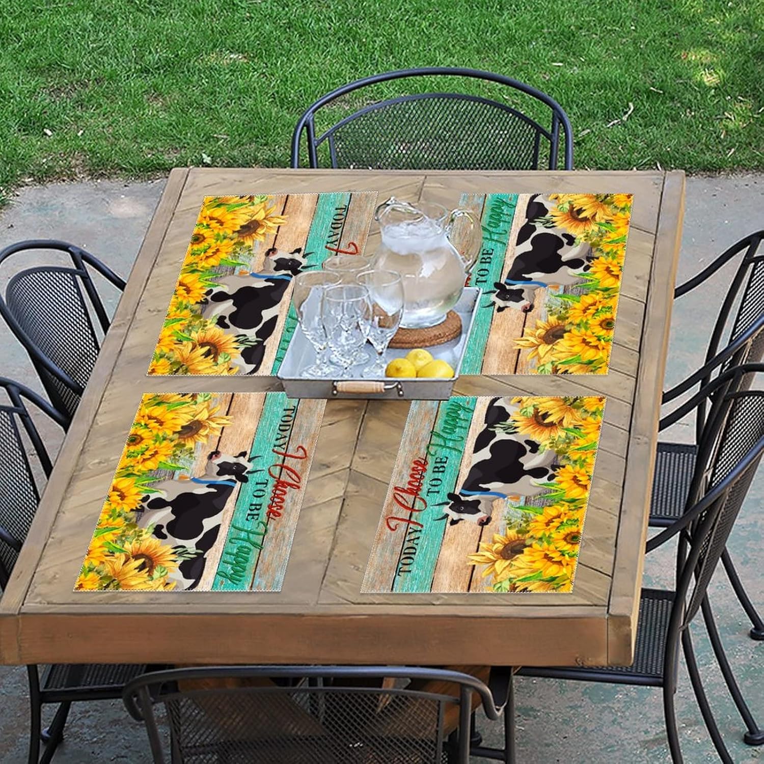 Placemat Set of 6 Vintage Farm Animal Modern Thanksgiving Table Mats Heat Resistant Washable Table Mats Non-Slip Stain Resistant Pad Today I Choose to Be Happy Dining Placemats