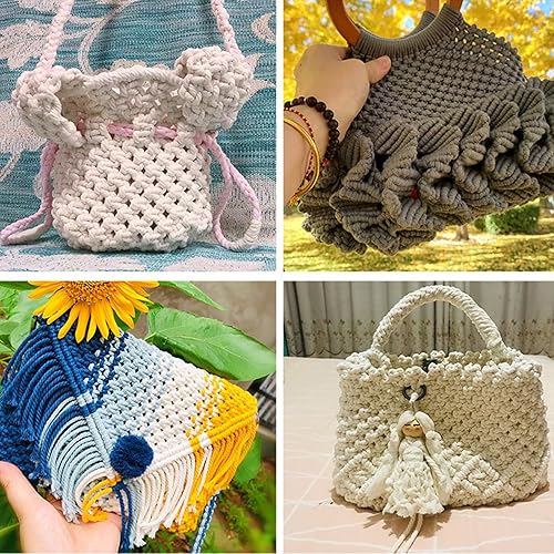 Miniatura 6 de Cordón de macramé color beige, de 0.118 pulgadas x 218 yardas, cuerda de algodón para colgar en la pared, ganchos de plantas, manualidades, tejer,