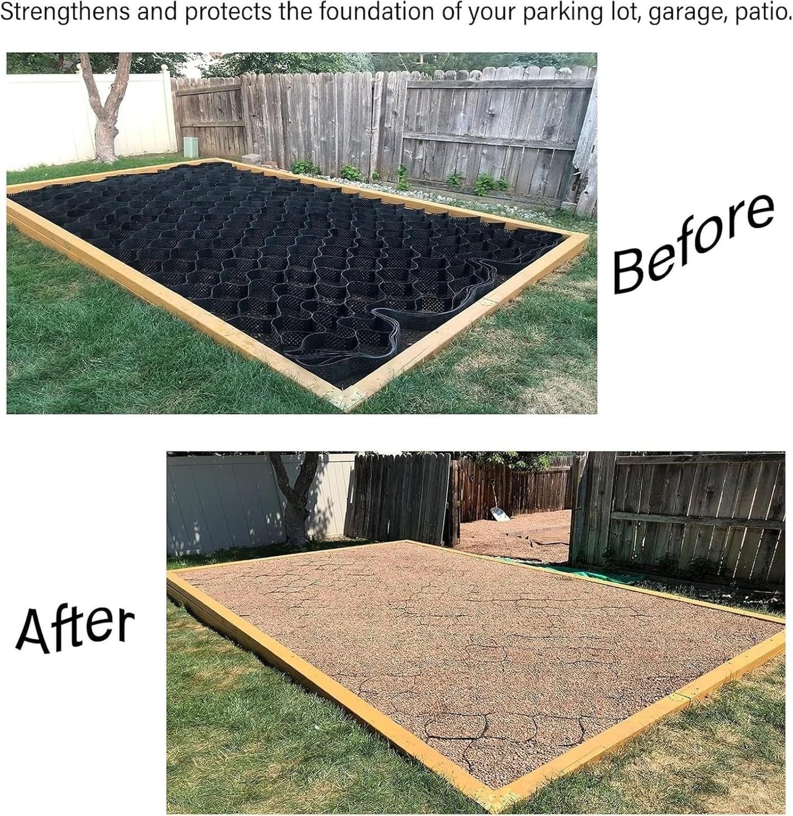 Geokrata o strukturze plastra miodu, wytrzymała siatka żwirowa HDPE, stabilizator zapobiegający koleinom do lekkiego parkowania pojazdów i ścieżek ogrodowych (2 m x 4 m)