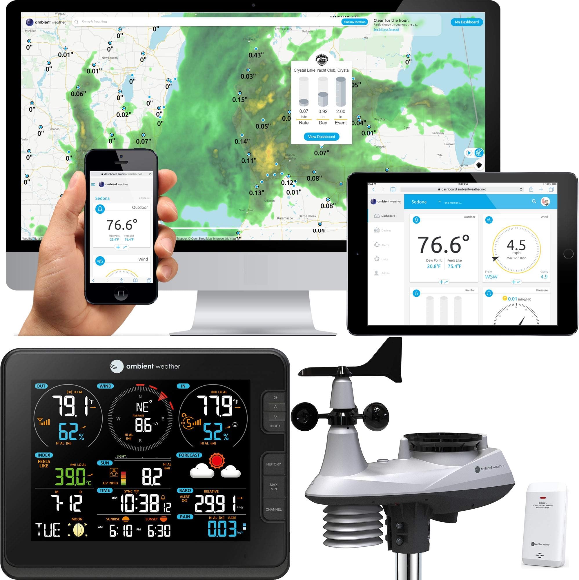 Falcon WS-8480A Fan Aspirated Smart Wi-Fi Weather Station | With Remote Monitoring and Alerts