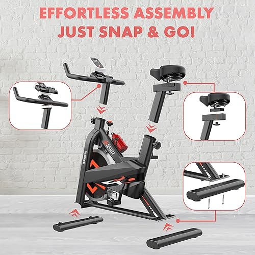 Miniatura 6 de SQUATZ Ejercitador de bicicleta de ciclismo estacionario – Bicicleta de ejercicio interior con consola de entrenamiento, asiento ajustable en 4