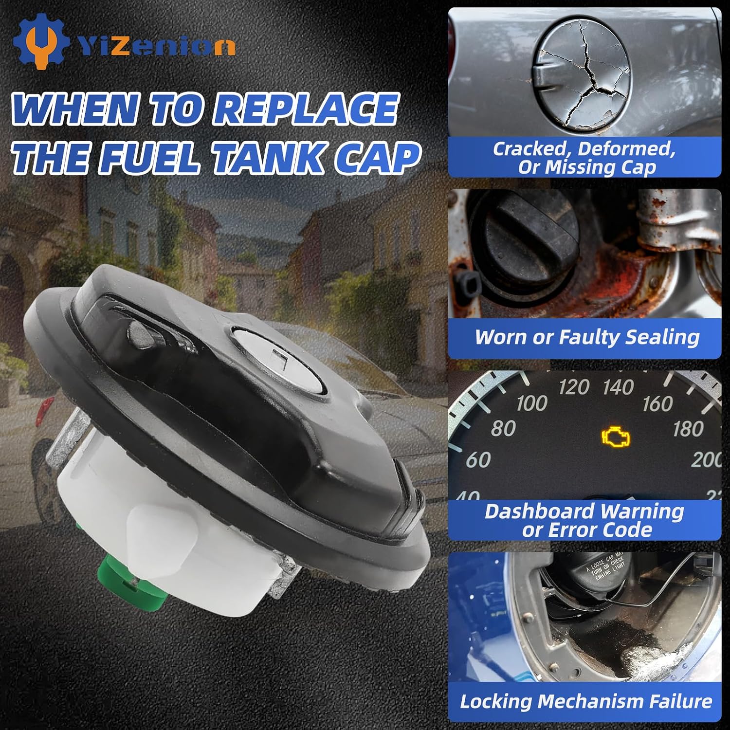 2993927 Fuel Tank Cap, Locking Fuel Tank Cap Compatible with Fiat 500 2007–2016, 500C 2009-2016, Citroen 2016, Ford Ka 2008-2016, Iveco Daily 1999-2014, Replace 2994797, 1740017