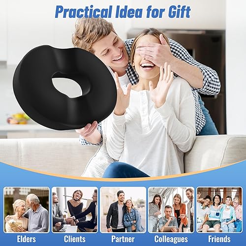 Miniatura 78 de CloudBliss Cojín de asiento con forma de dona para aliviar el dolor del coxis y hemorroides, cojín de espuma viscoelástica para embarazo posparto