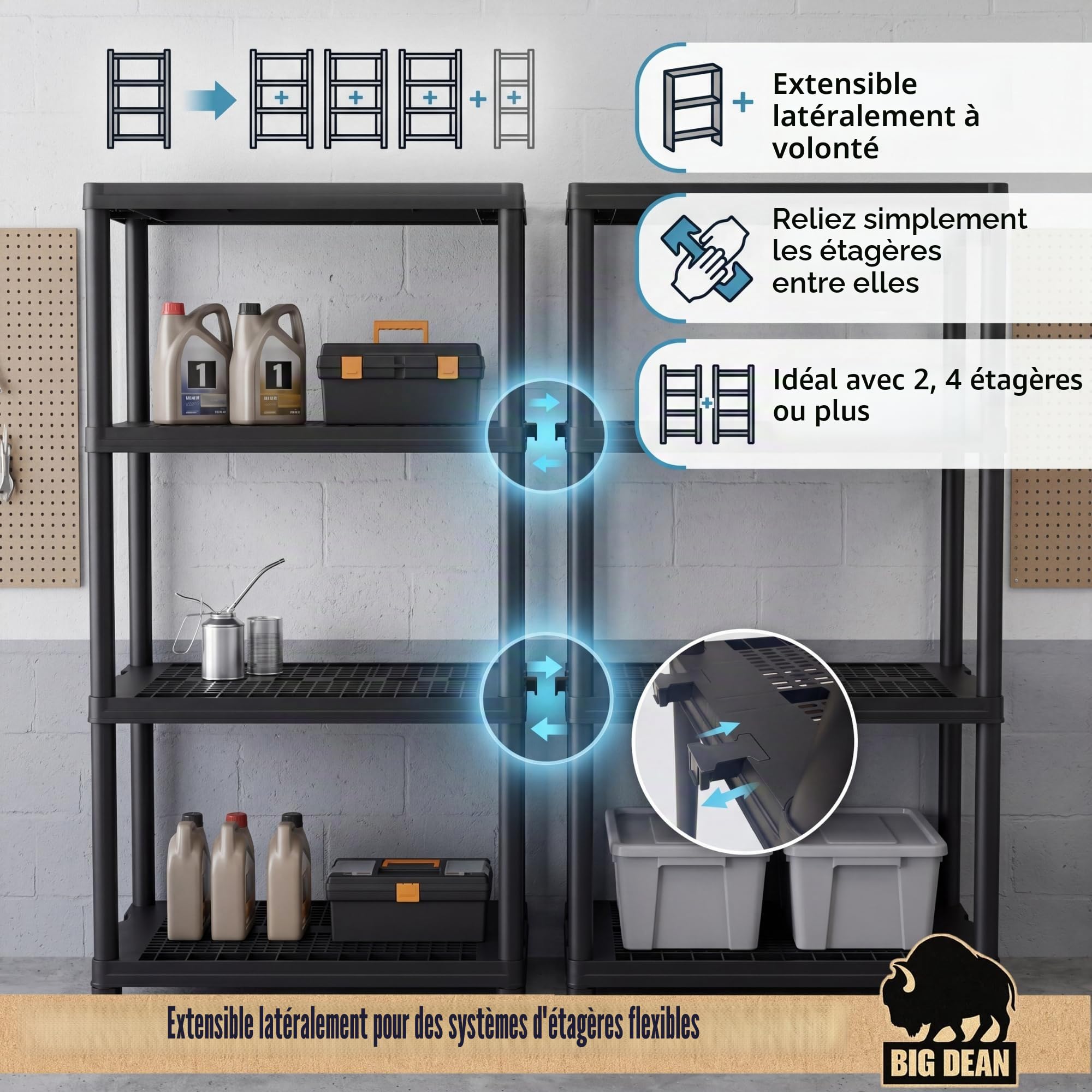 BigDean Lot de 1 étagères pour Charges Lourdes - Étagère de Rangement - 131 x 58 x 30 cm - Charge maximale : Environ 120 kg - 4 étagères