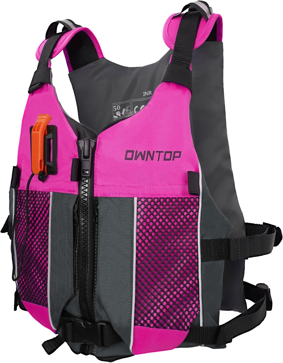 Owntop Swim Jacket Adulto Joven | Paquete de hidratación | Bolsillos dobles de malla | Silbato adjunto | Ultradelgado para un movimiento más libre | Kayak, paseos en bote, pesca, todos los deportes acuáticos