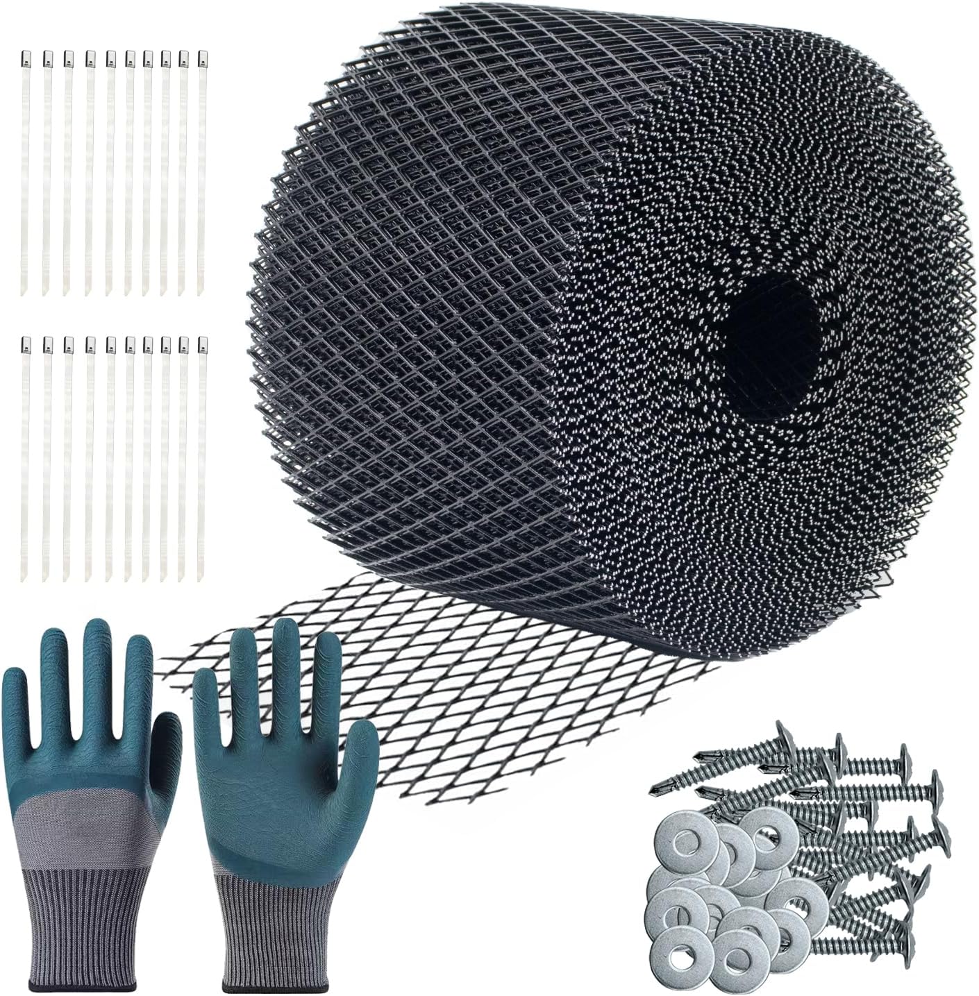 6Inch x 100Ft Gutter Guard Roll,Heavy Duty Leaf Filter,Leaf Filter Gutter Protection Roll with Installation Screws and Stainless Steel Ties,DIY Gutter Protection Cover (Black 6inch X 100ft)