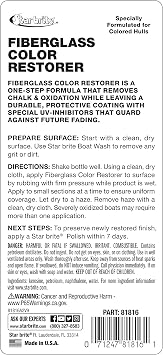 STAR BRITE Fiberglass Color Restorer - Specially Formulated for Colored Boat Hulls - Renew, Shine & Protect -16 OZ (081816PW)