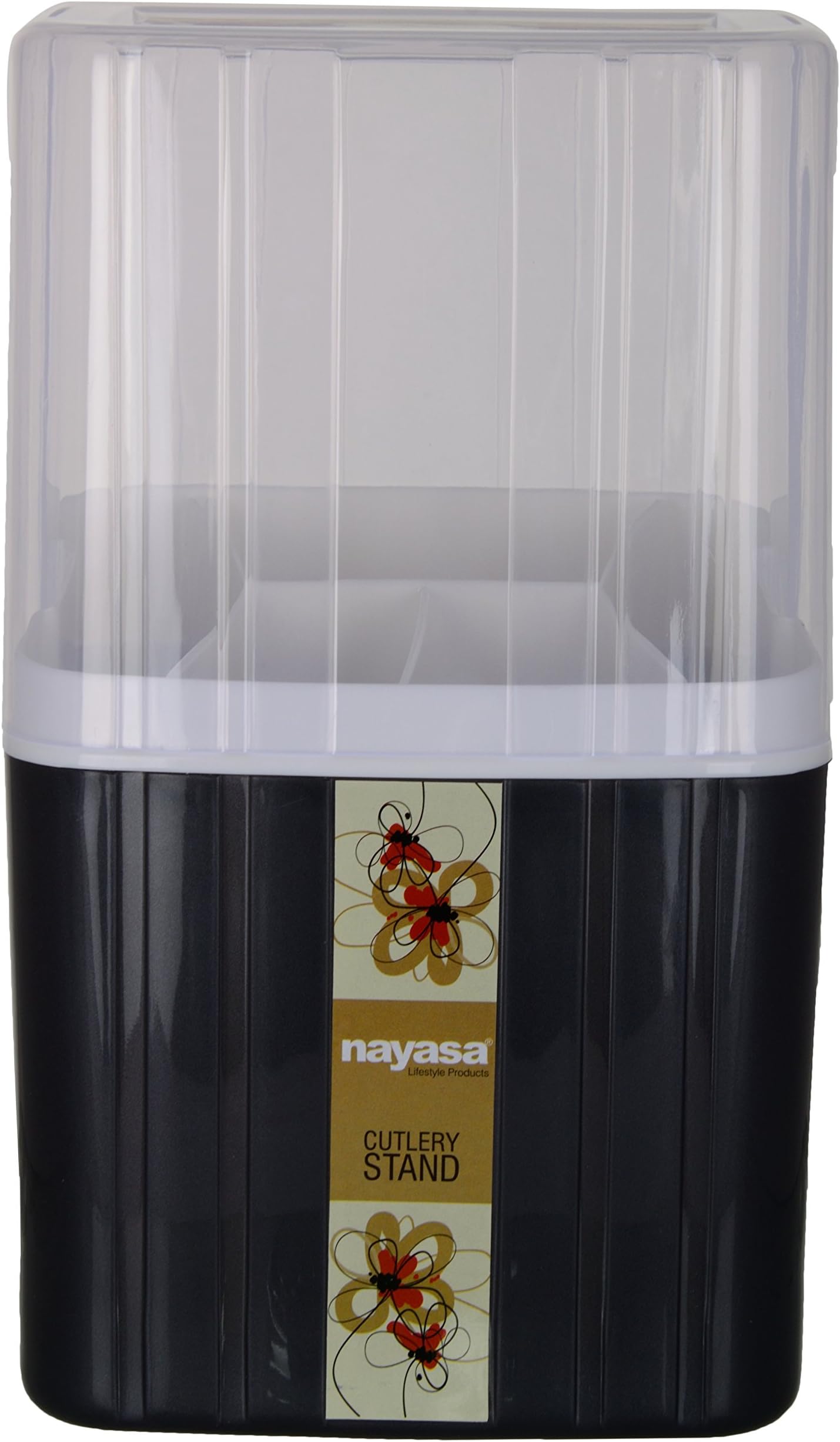 Nayasa Plastic Cutlery Stand | 1 Pieces | Spoon Fork Chopstick Storage Holder Box | Tableware Shelf Organazation Rack | Cutlery Drain Rack Organizer | Case for Kitchen | Storage stand | Black