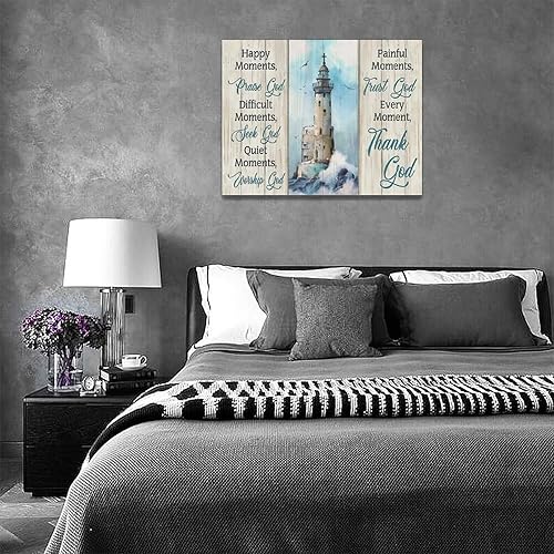 Miniatura 5 de Arte de pared de faro oceánico, cuadros náuticos, decoración de pared, citas cristianas, lienzo religioso, impresiones de arte moderno, decoración